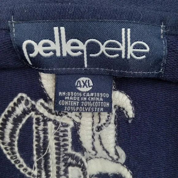 Pelle Pelle Jacket Mens 4XL Navy Blue Full Zip Track Crown Patchwork‎ PP Logo